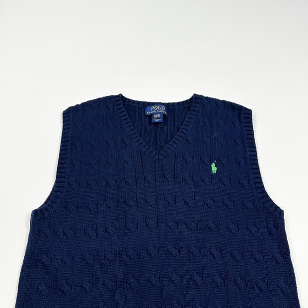 폴로 랄프로렌 포니 키즈 네이비 니트 조끼 (실측 S 여성추천)