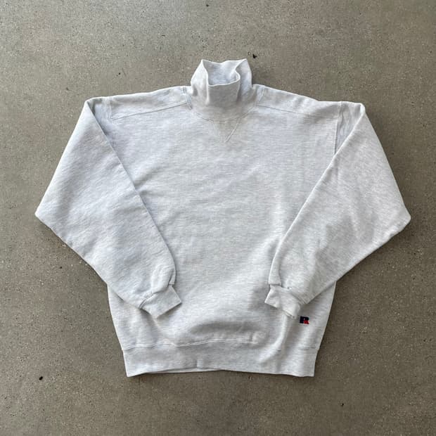 빈티지  러셀 애슬레틱 하이코튼 터틀넥 스웻셔츠 그레이 made in u