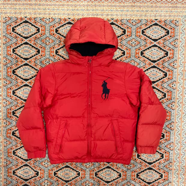 폴로랄프로렌 레드 다운 패딩점퍼 아동M (10-12)