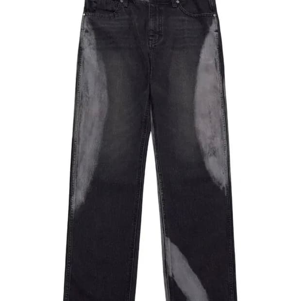 랭글러 그린스로보 레귤러 스트레이트 흑청 스톤 워싱 데님팬츠