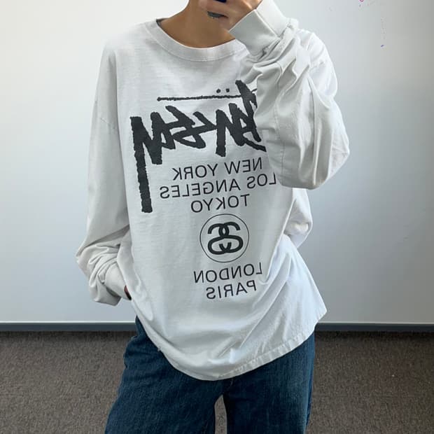 Stussy 스투시 월드투어 롱슬리브 화이트