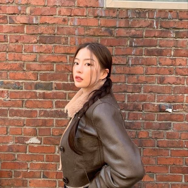 택O) [s] 낫유어로즈 숏 리버시블 레더 무스탕 브라운