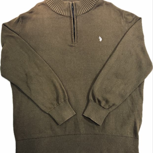 U.S. POLO ASSN. 브라운 하프집업 니트