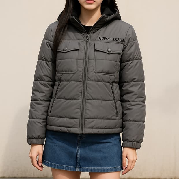 게스 GUESS 그레이 덕다운 패딩_M