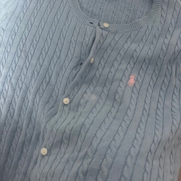 폴로 소라색 가디건 M