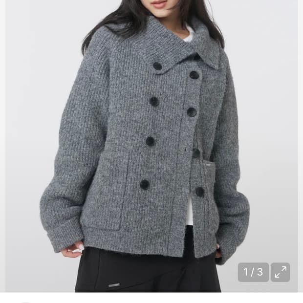 [택0, 새상품] 미세키서울 더블 버튼 볼드 니트 그레이