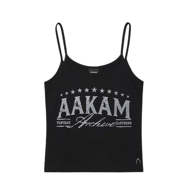 아캄 Graphic String Sleeveless (Black)