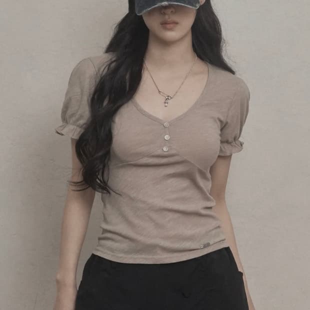 카키포인트 Puff Slub T-shirt (beige)
