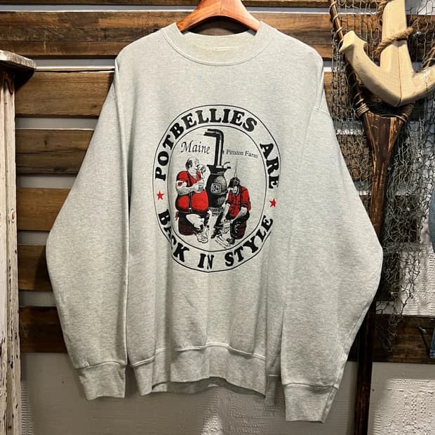 [L]90's USA Made POTBELLIES 프린팅 멜란지 스웻셔츠