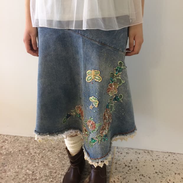 그런지페어리 핀터레스트 스팽글 데님 스커트