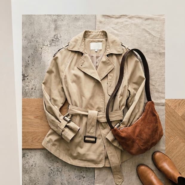 morning studio 숏 트렌치코트 (베이지)