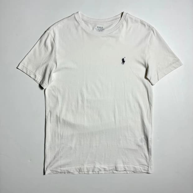 폴로 랄프로렌 베이직 포니 자수 화이트 크루넥 반팔 티셔츠 R2474