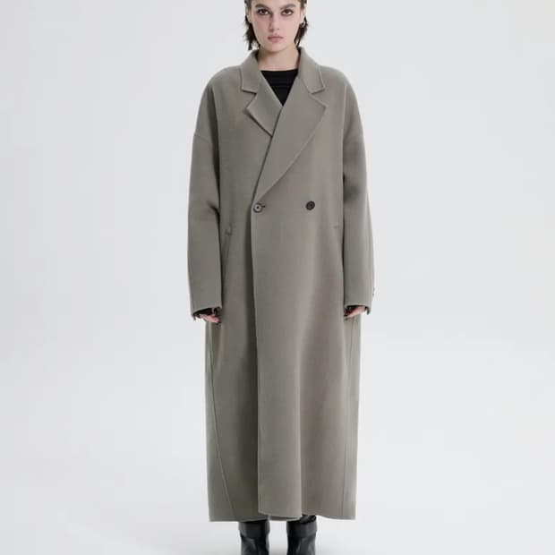 새상품) 트리밍버드 와이드롱코트 카키그레이 1사이즈