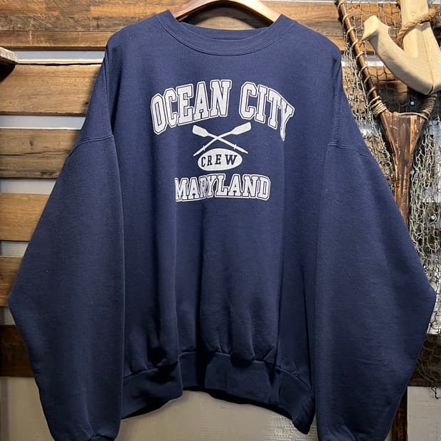 [XL]Hanes 헤인즈 OCEAN CITY 프린팅 네이비 스웻셔츠