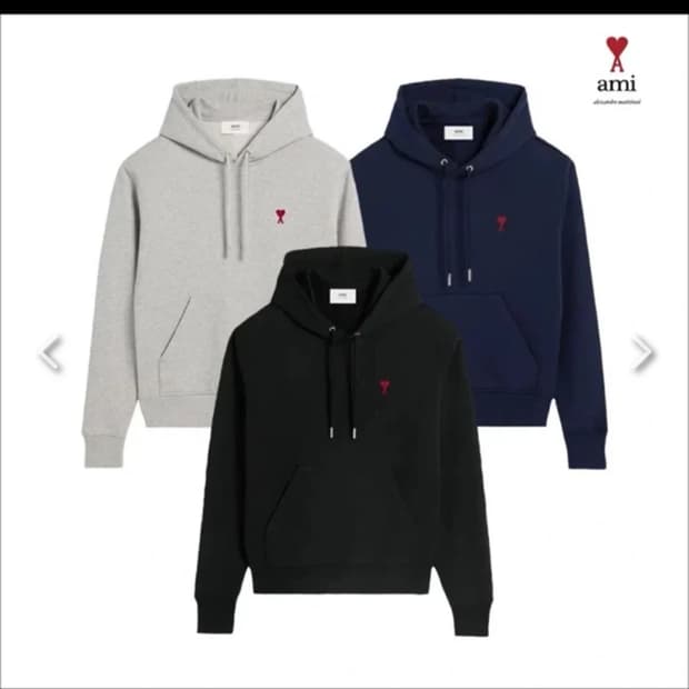 새상품/QR정품 / 아미 후드티 스몰로고 블랙,그레이