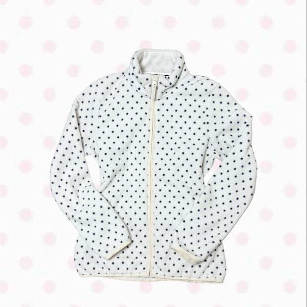 빈티지 아이보리 도트 폭닥 플리스