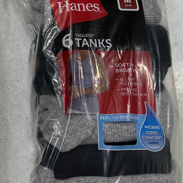 헤인즈 탱크탑  Hanes 나시 슬리브리스 6ea 블랙/그레이 M