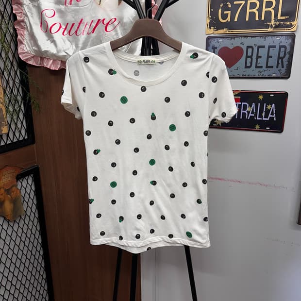 Beams, White Logo Pattern Cotton T Shirt