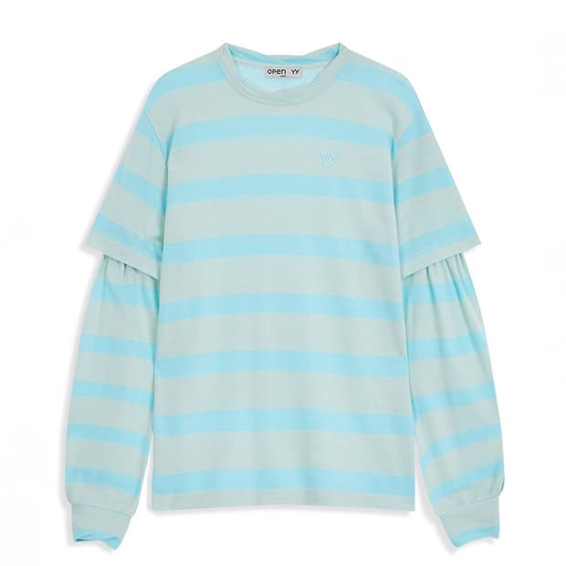 오픈와이와이 레이어드 스트라이프 티셔츠 민트