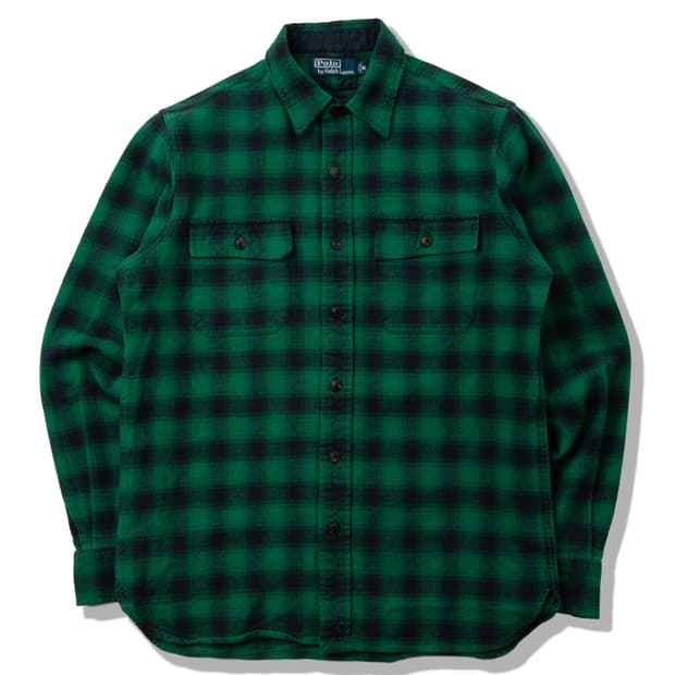 (100) 폴로랄프로렌 "그린 버팔로 체크" 플란넬 오버 셔츠 