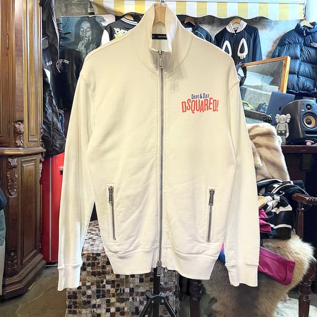 디스퀘어드2 프린팅 로고 2WAY 하이넥 코튼 집업 자켓