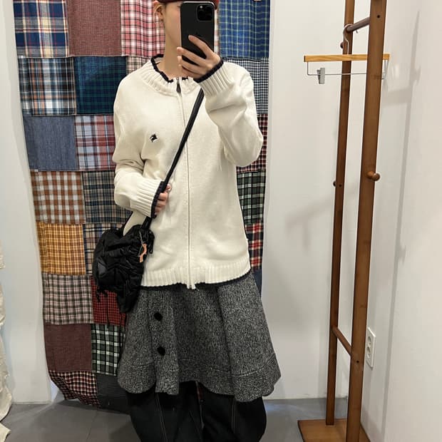 버버리 화이트 니트 집업