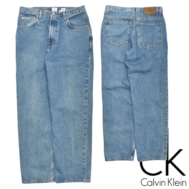 90S 캘빈클라인 와이드 데이퍼드핏 청파지 데님팬츠 31  N0775
