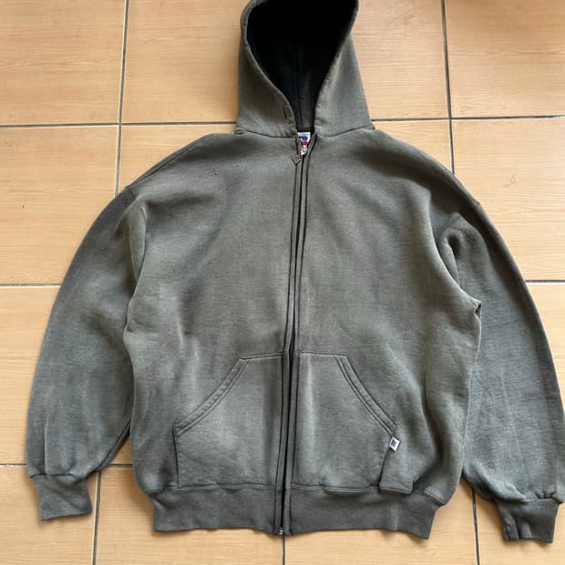 90‘s 러셀 썬페이드 후드집업 블랙 XXL