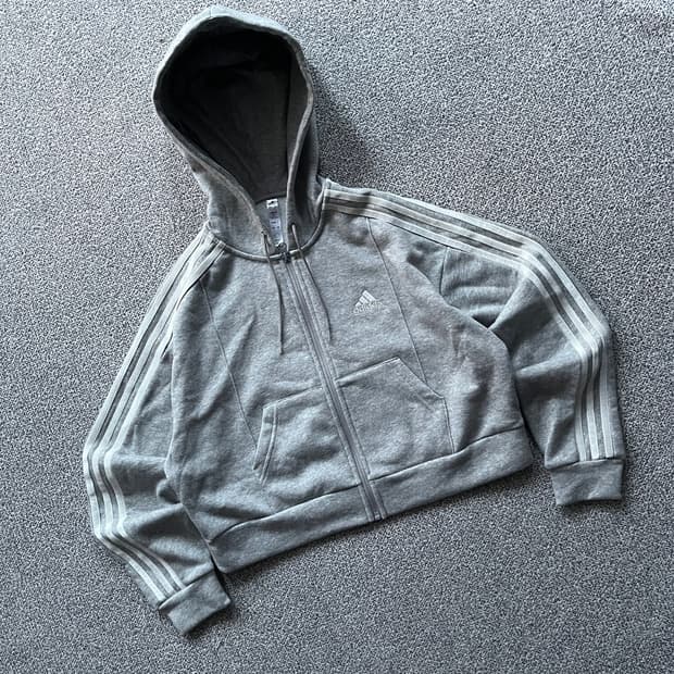 아디다스 크롭 후드집업