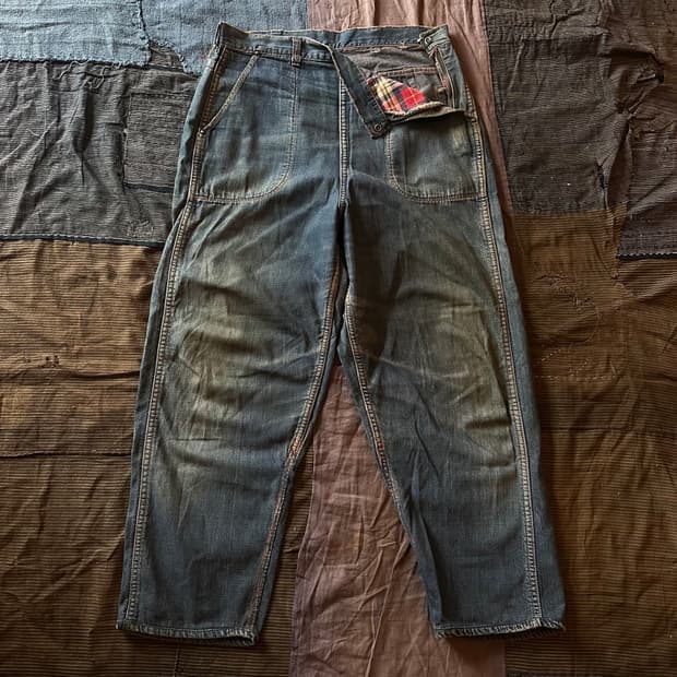 1950s Vintage Side Zip Denim Work Pants