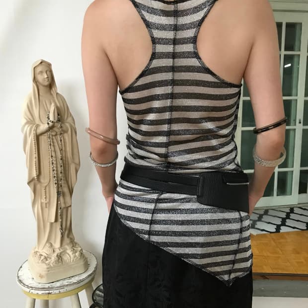 vintage stripe pattern sleeveless 