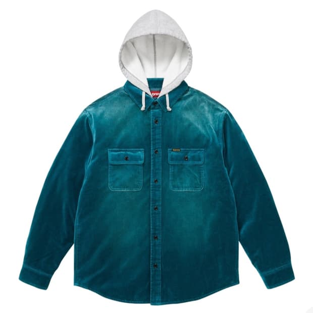 슈프림 퀄티드라인 후드벨벳 셔츠 새상품