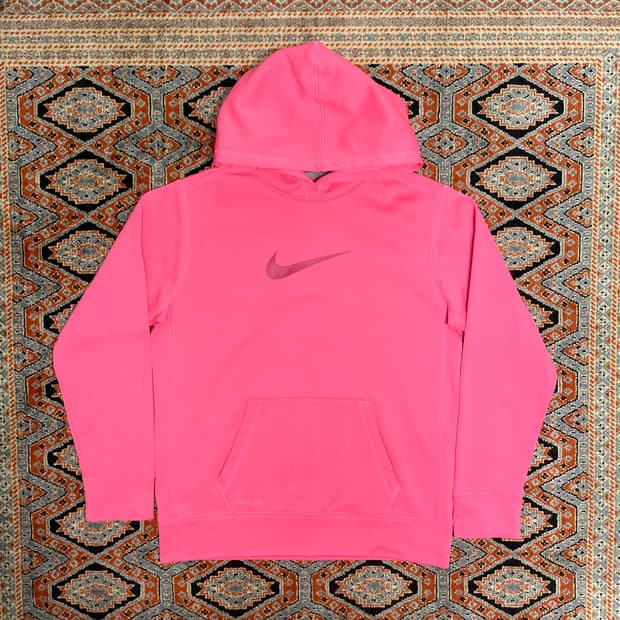 나이키 스우시로고 핑크 기모 후드티셔츠 여성XL