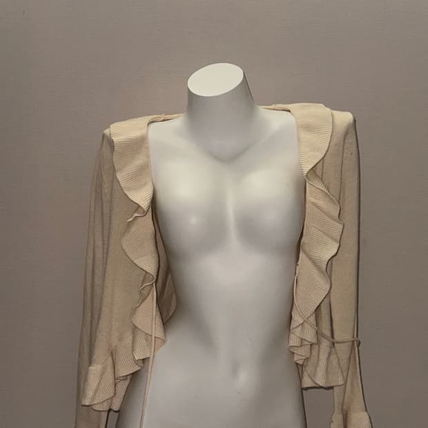 빈티지 아이보리 프릴 가디건