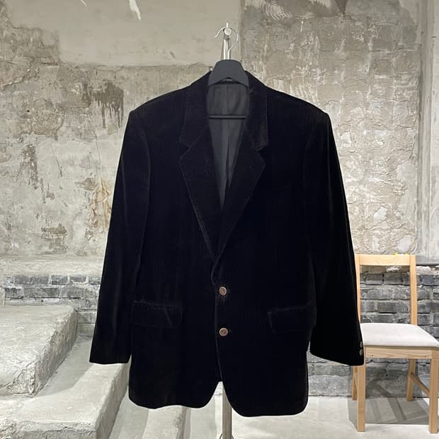 이브 생로랑 디퓨전 옴므 로즈 도트 라인 2B 벨벳 블레이저