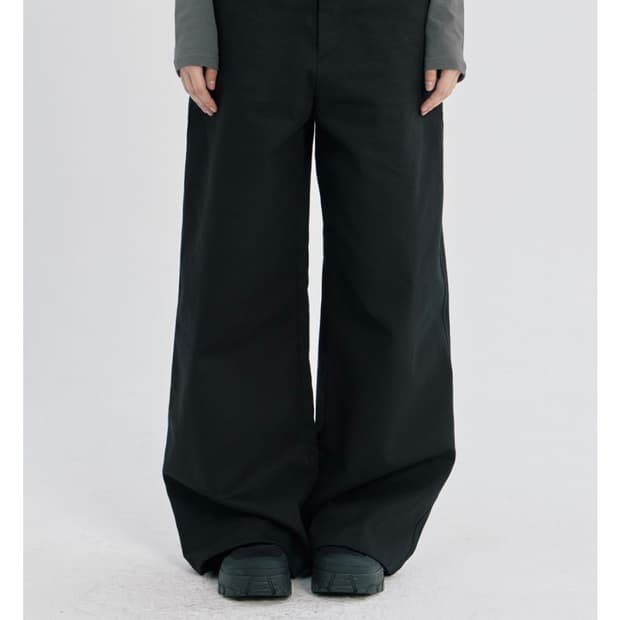 오피쉬 Oafish Creation 스티치 와이드 치노 블랙 팬츠