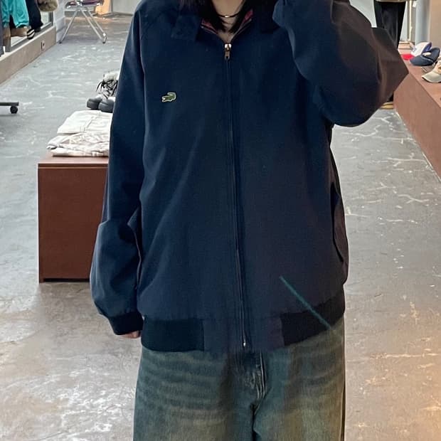 라코스테 하이넥 스윙 탑 블루종 자켓 H1556