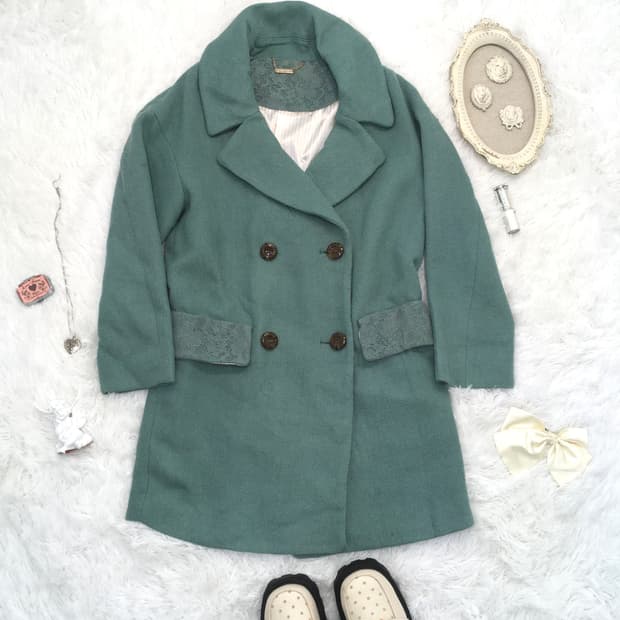 리즈리사 Lizlisa mint lace pocket long coat