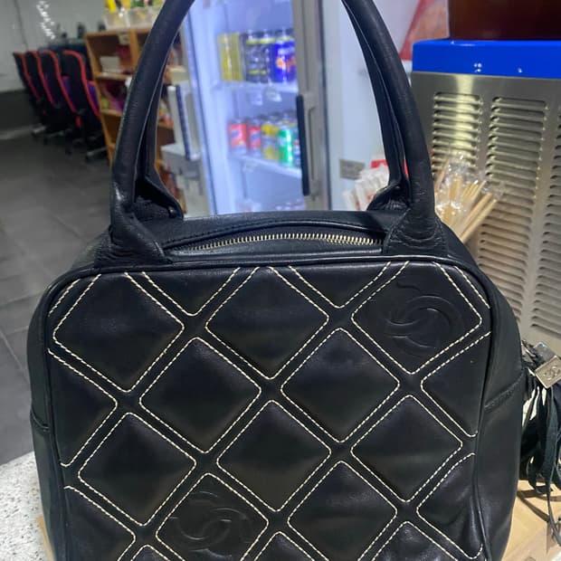 퀼팅 리얼가죽 토트백 블랙