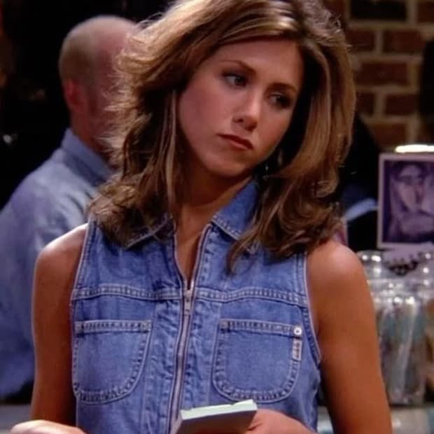 90s 빈티지 데님 베스트 청조끼 버튼업 프렌즈 레이첼그린