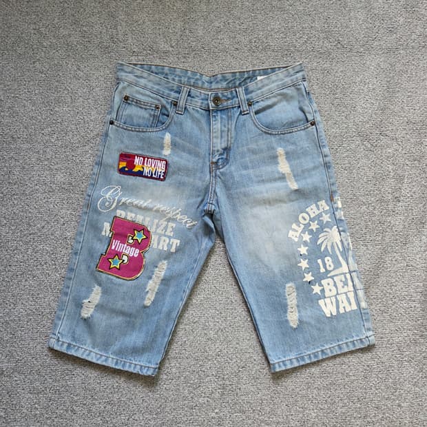 AGATE 빈티지 하프 데님 팬츠 30-31