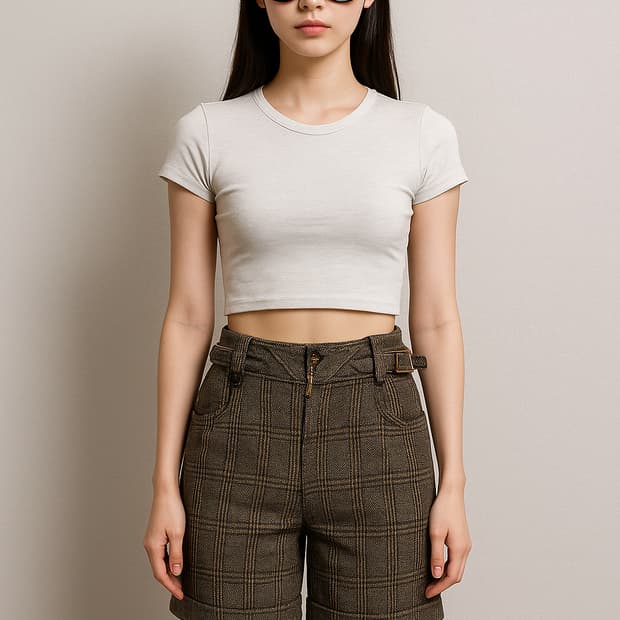 막스앤코 MAX&Co. 여자 체크 하프 팬츠