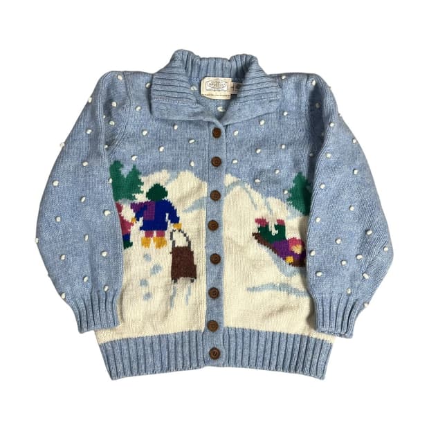 [Susan Bristol] 핸드메이드 폼폼 울 가디건