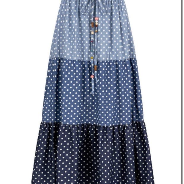 샵페어리 dot denim tiered skirt
