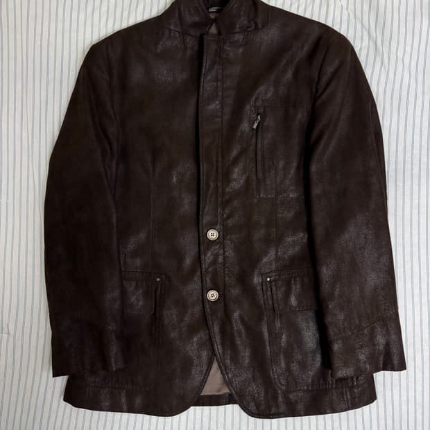 차이나 카라 레더 블레이져 자켓