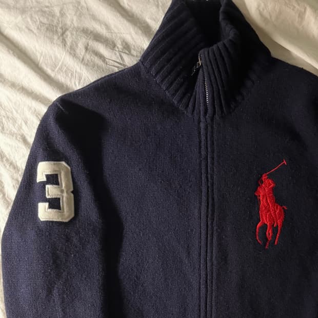 폴로 빅포니 니트집업 네이비 S