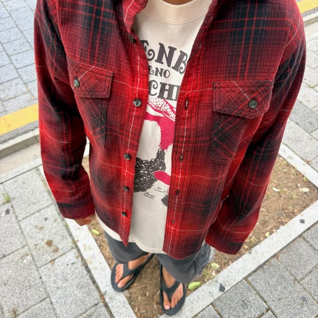  BEAMS BOY Red  Flannel Shirt