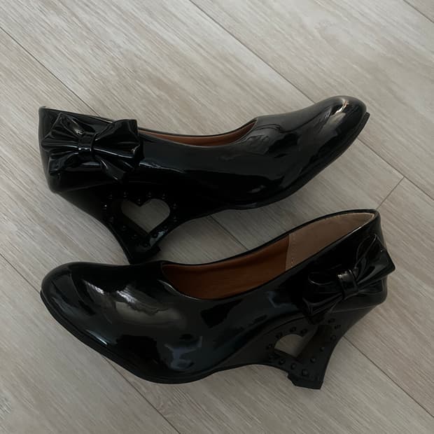 빈티지 하트 리본 구두