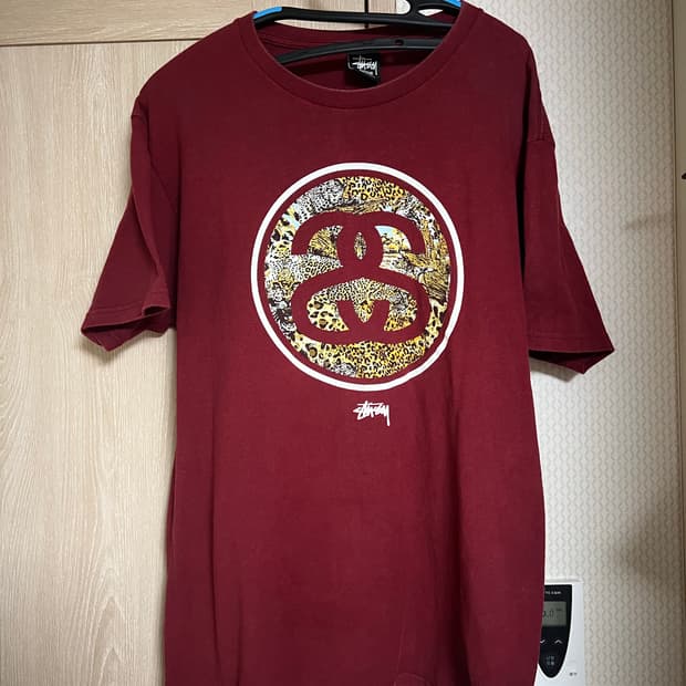 00s 스투시 버건디 샤넬로고 티셔츠 반팔