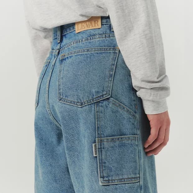 르바 carpenter half denim s light blue